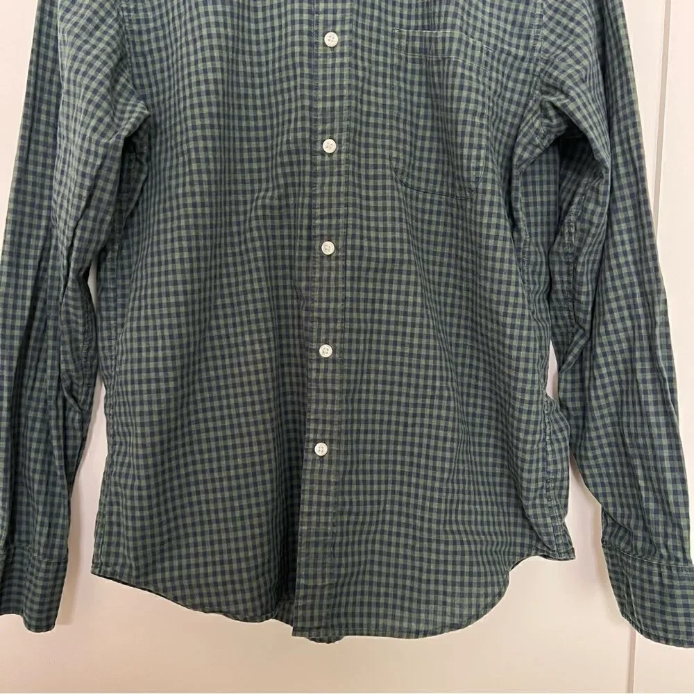 J Crew Shirt Mens Medium Green Blue Button Down Checkered Classic Cotton Preppy